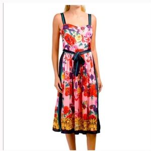Bustier floral print midi dress , size L, new